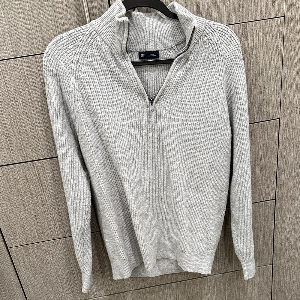 Men's Gray Half-Zip Sweater